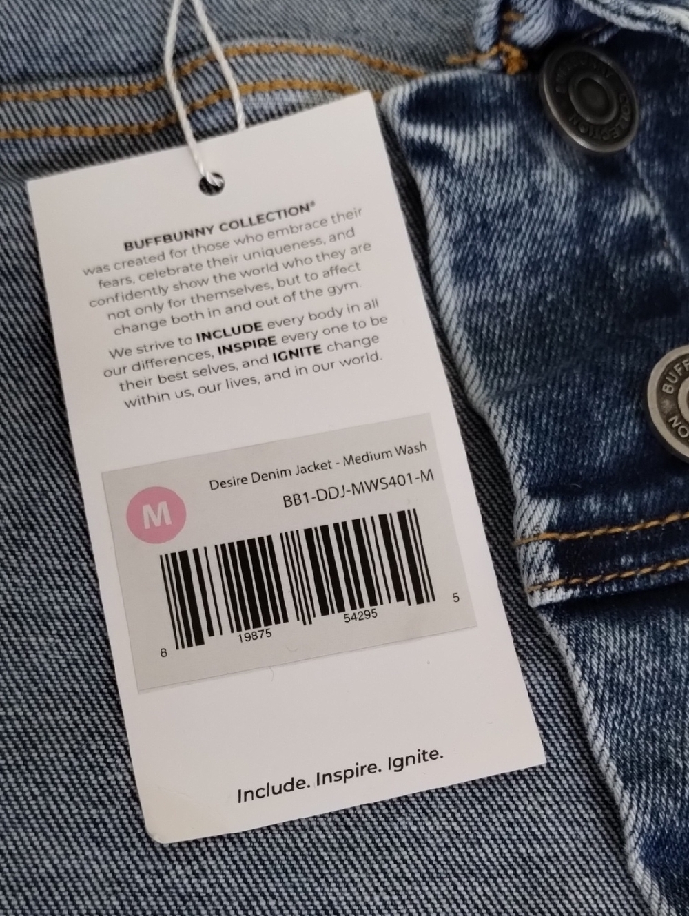 Buffbunny Desire Denim Crop Jacket Medium Wash - Picture 3 of 3